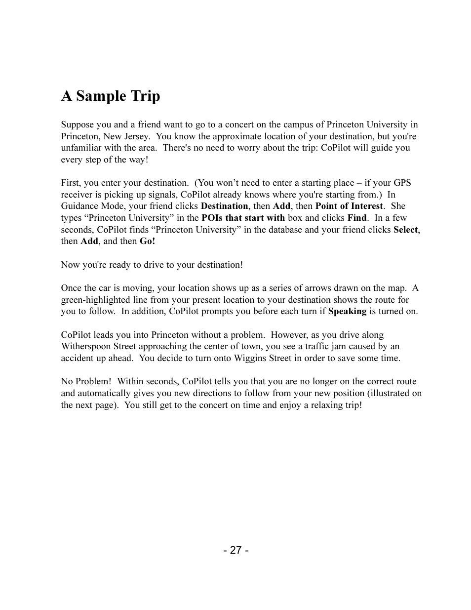 A sample trip | TravRoute CoPilot 2002 User Manual | Page 31 / 56