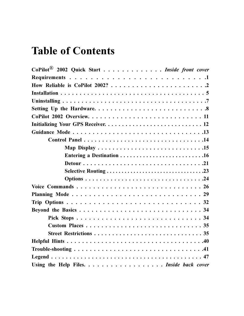 TravRoute CoPilot 2002 User Manual | Page 4 / 56
