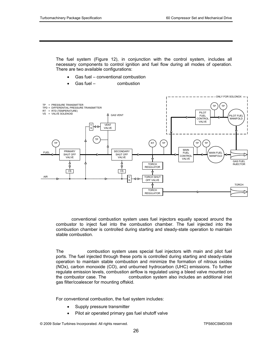 8 fuel system, 1 general description, 1 conventional combustion system | 2 solonox combustion system, 3 fuel system, Fuel system, General description, Figure 12, Typical fuel system schematic | Taurus Group 60 User Manual | Page 27 / 83