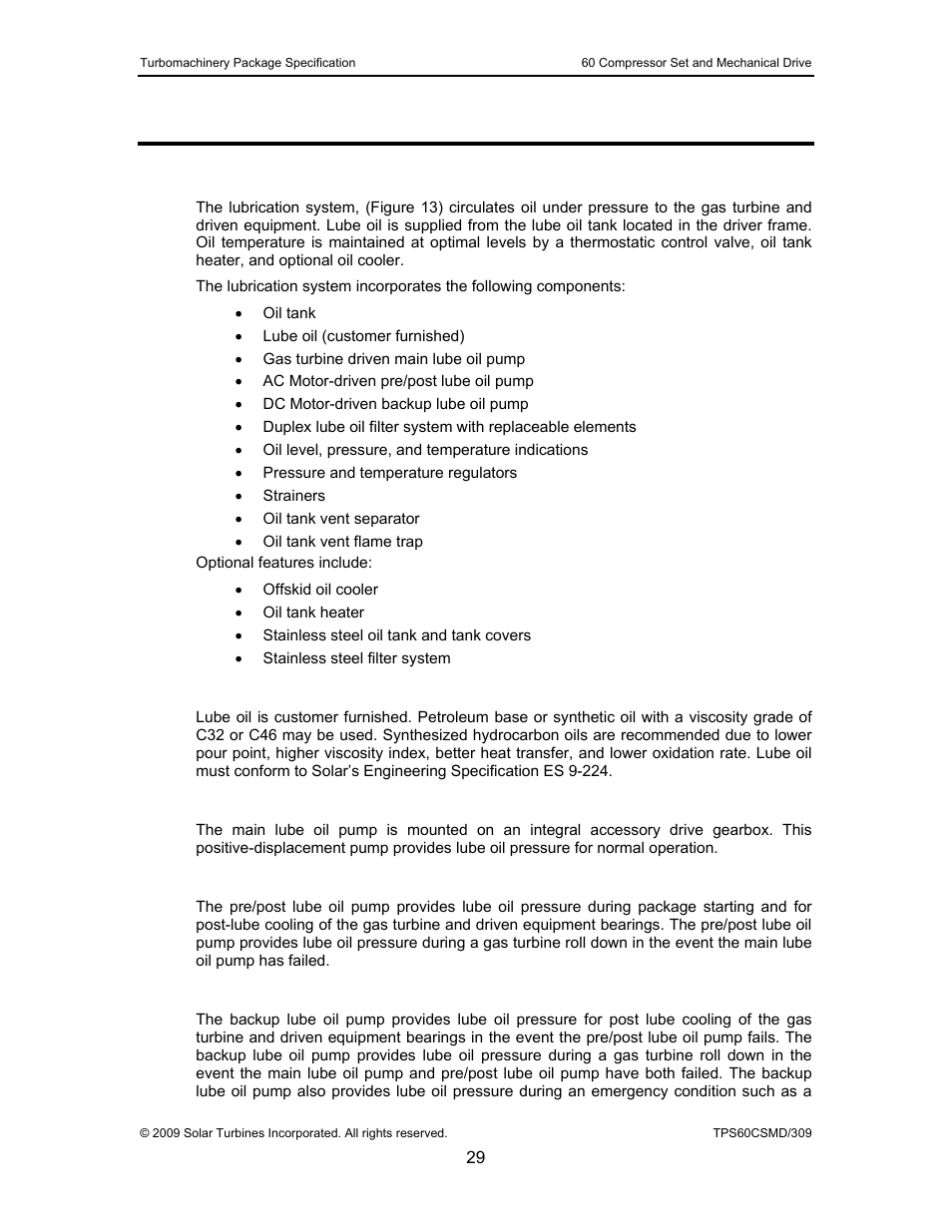 9 lubrication system, 1 general description, 1 lube oil | 2 gas turbine-driven main lube oil pump, 3 ac motor-driven pre/post lube oil pump, 4 dc motor-driven backup lube oil pump, Lubrication system, General description | Taurus Group 60 User Manual | Page 30 / 83