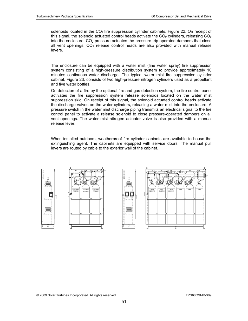 8 water mist fire suppression system, 9 fire cylinder cabinets, Figure 22 | Typical co, Suppression fire cylinder cabinets | Taurus Group 60 User Manual | Page 52 / 83