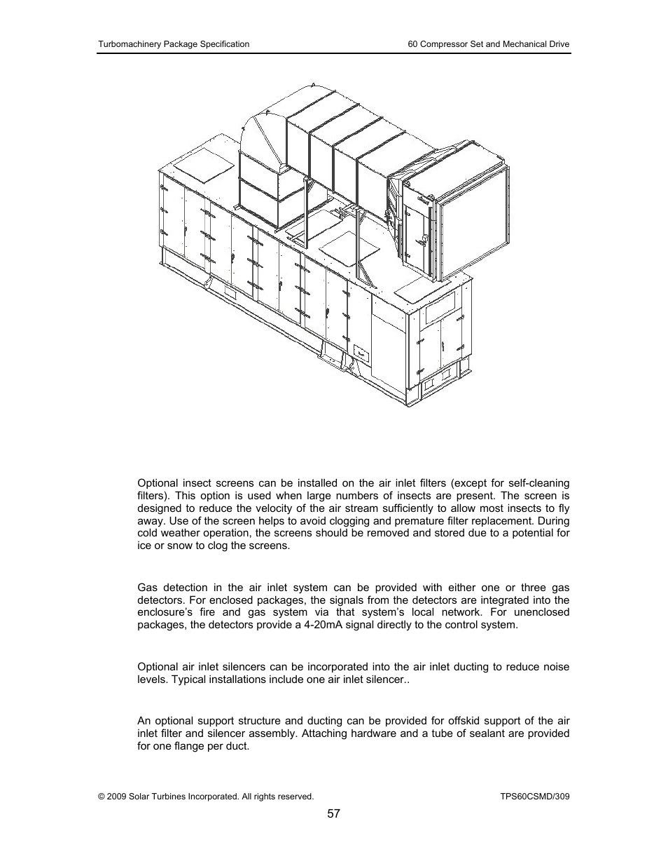 5 insect screens, 6 air inlet gas detection, 7 air inlet silencer | 8 air inlet ducting and support, Figure 26, Typical taurus 60 medium velocity air inlet system | Taurus Group 60 User Manual | Page 58 / 83