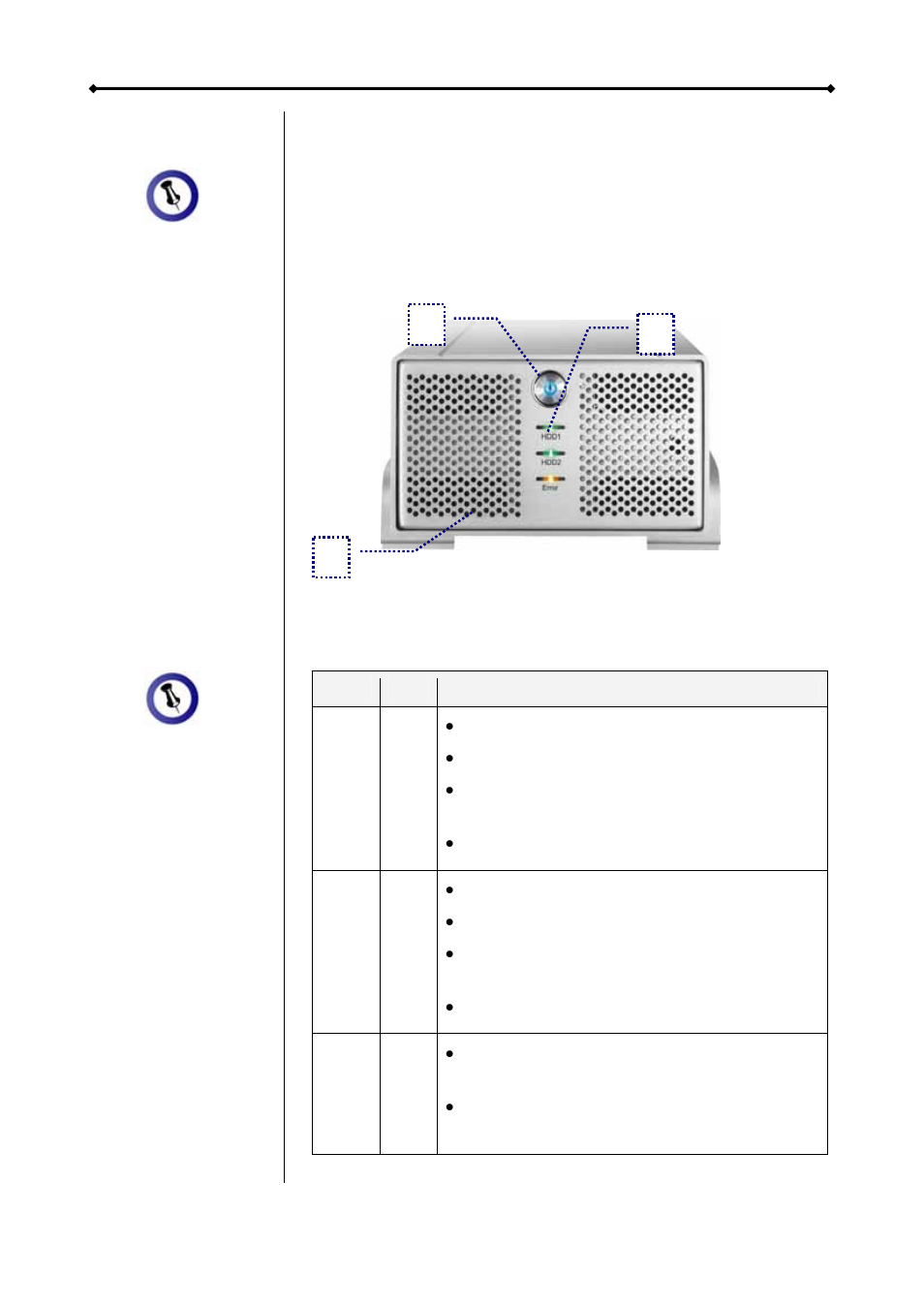 Detailed view, Front view, Led indication | Etailed, Ront, Ndication, Raid 7, Big 7, Fast 7 | Taurus Group DUAL BAY STORAGE S2 User Manual | Page 4 / 15