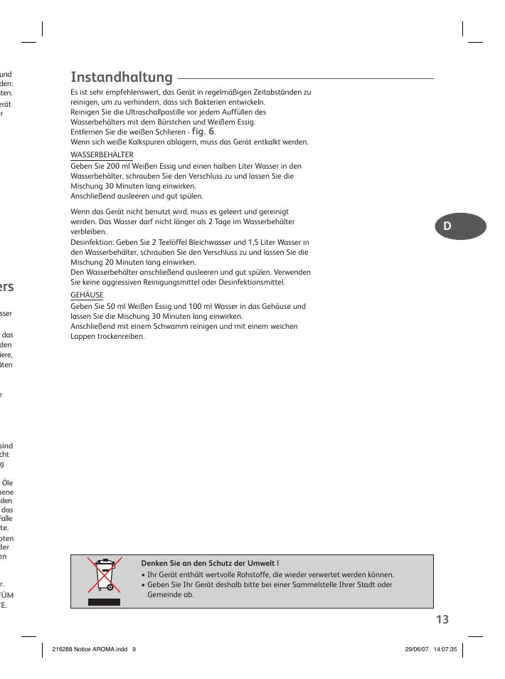Instandhaltung | Groupe SEB USA - T-FAL Compact Humidifier User Manual | Page 11 / 50