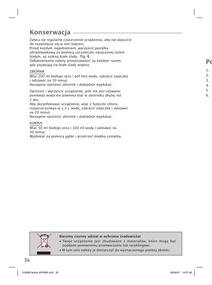 Konserwacja | Groupe SEB USA - T-FAL Compact Humidifier User Manual | Page 32 / 50