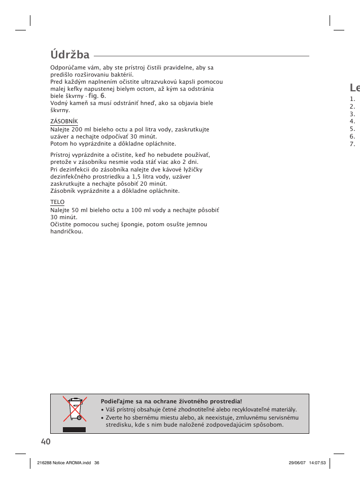 Údržba | Groupe SEB USA - T-FAL Compact Humidifier User Manual | Page 38 / 50