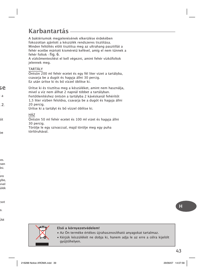 Karbantartás | Groupe SEB USA - T-FAL Compact Humidifier User Manual | Page 41 / 50