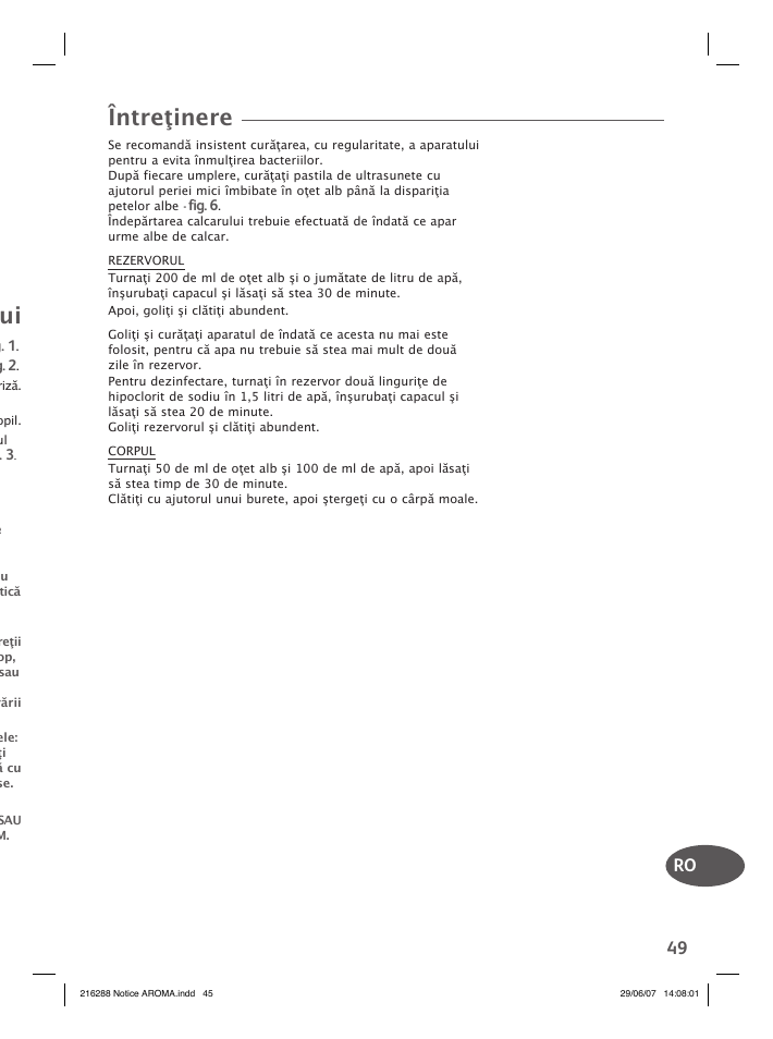 Întreţinere | Groupe SEB USA - T-FAL Compact Humidifier User Manual | Page 47 / 50