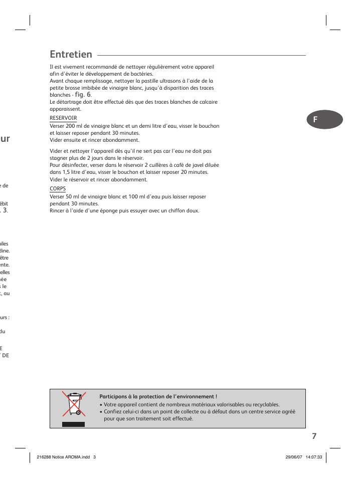 Entretien | Groupe SEB USA - T-FAL Compact Humidifier User Manual | Page 5 / 50