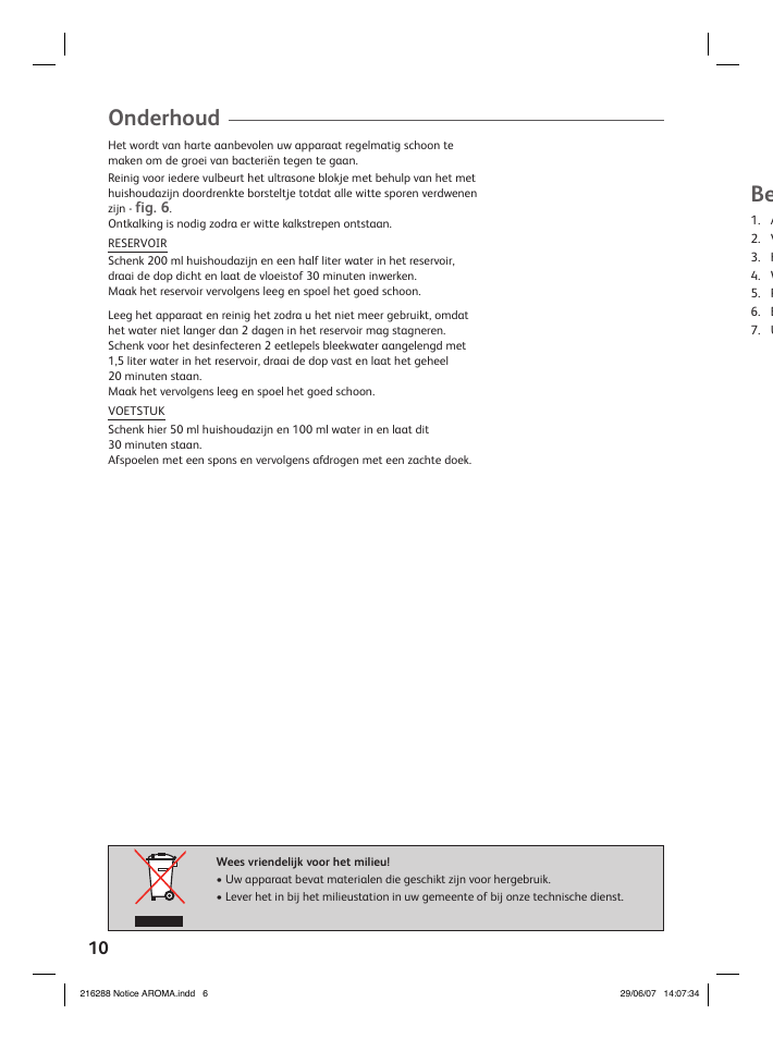 Onderhoud | Groupe SEB USA - T-FAL Compact Humidifier User Manual | Page 8 / 50