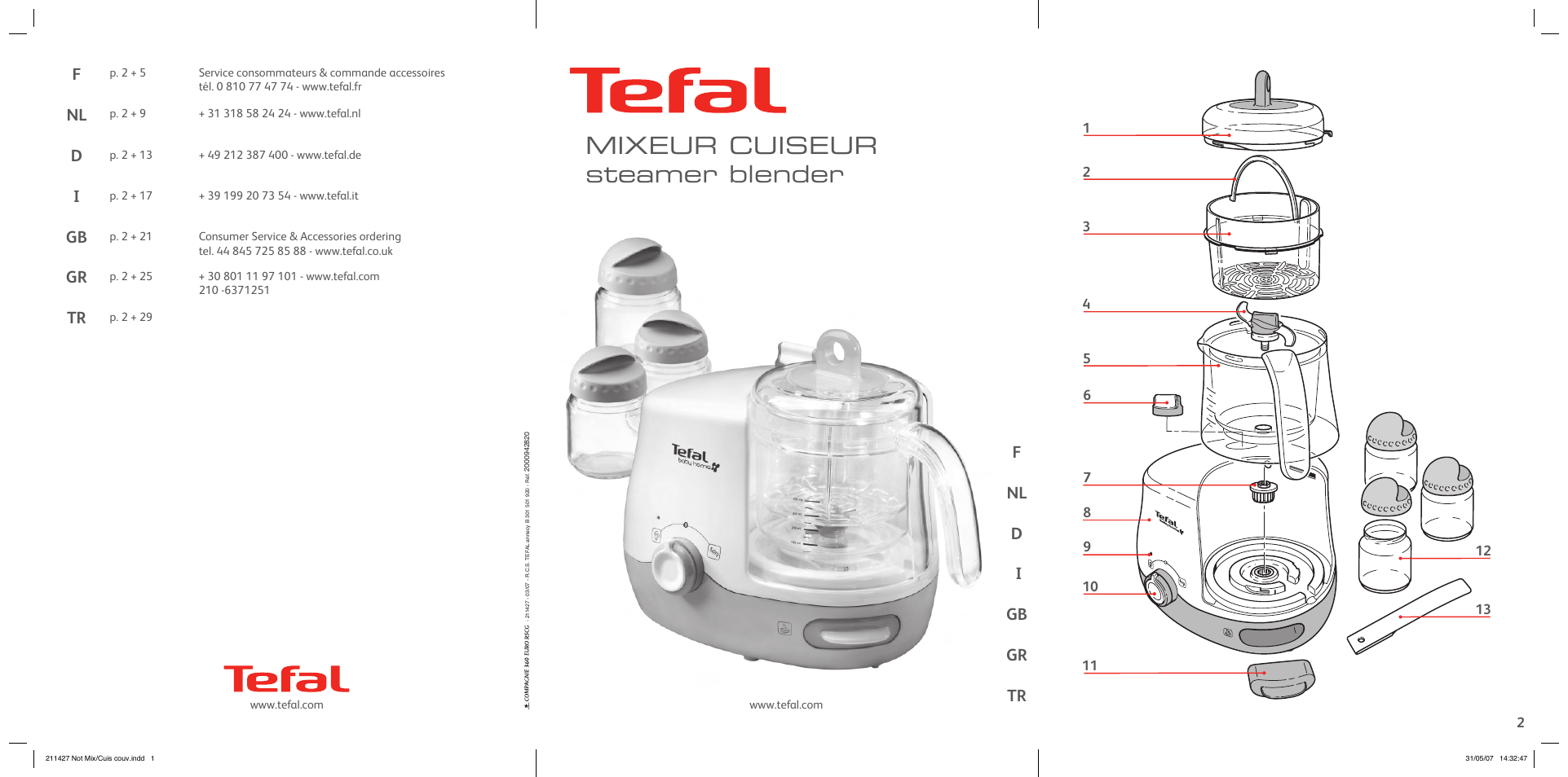 Groupe SEB USA - T-FAL Steamer Blender User Manual | 30 pages