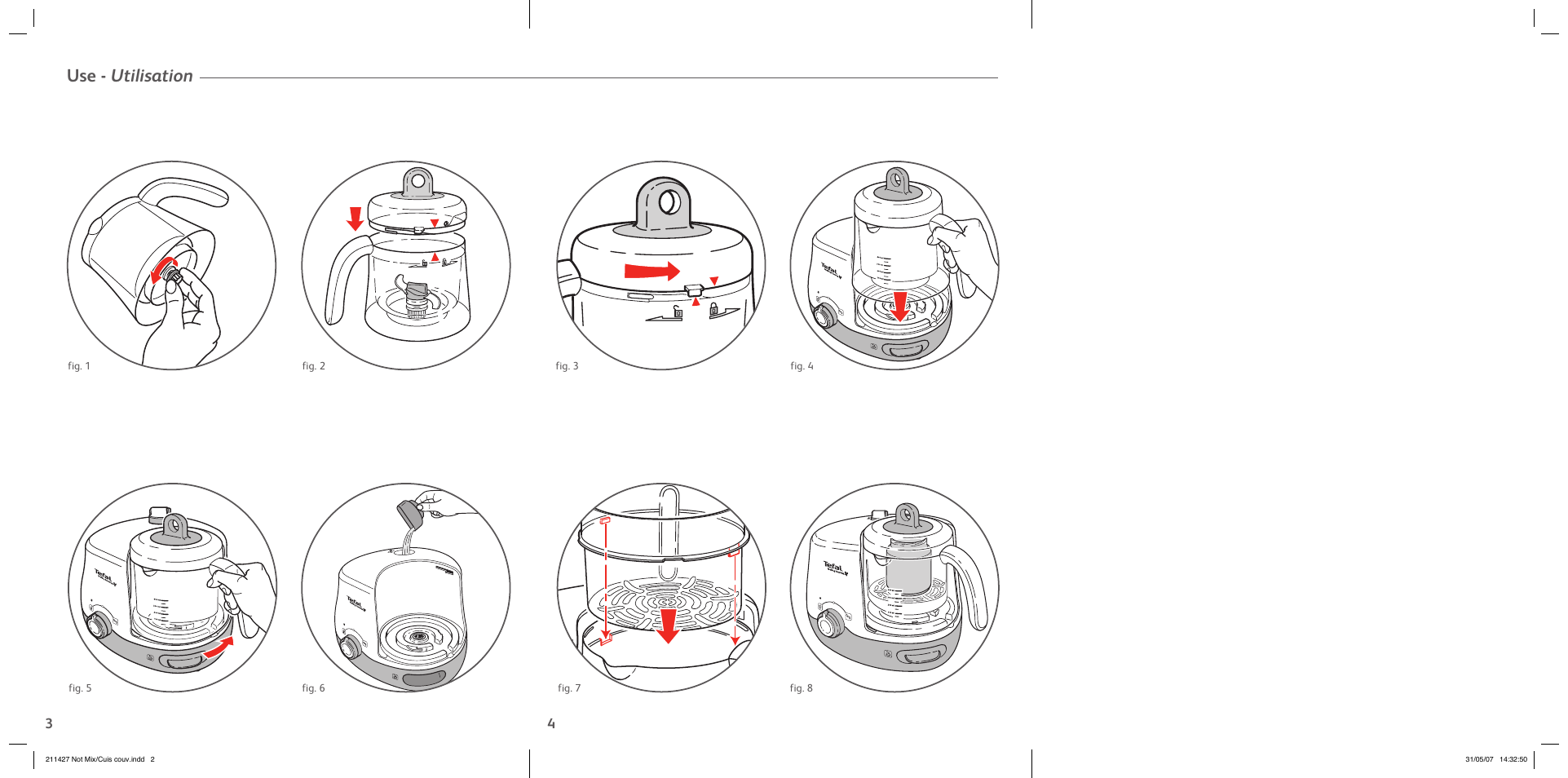 Use - utilisation | Groupe SEB USA - T-FAL Steamer Blender User Manual | Page 2 / 30