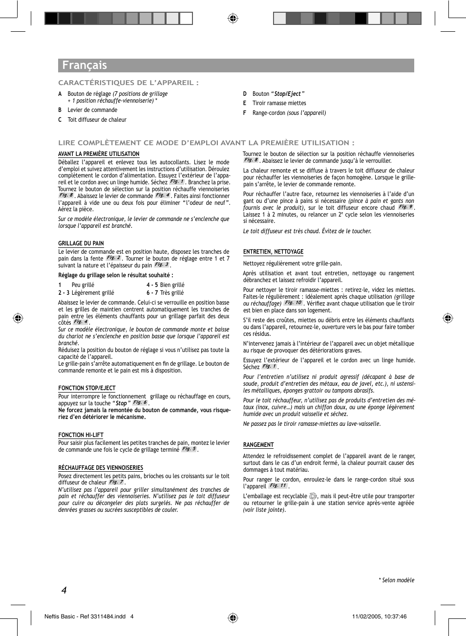 Français | Groupe SEB USA - T-FAL Neftis User Manual | Page 4 / 12
