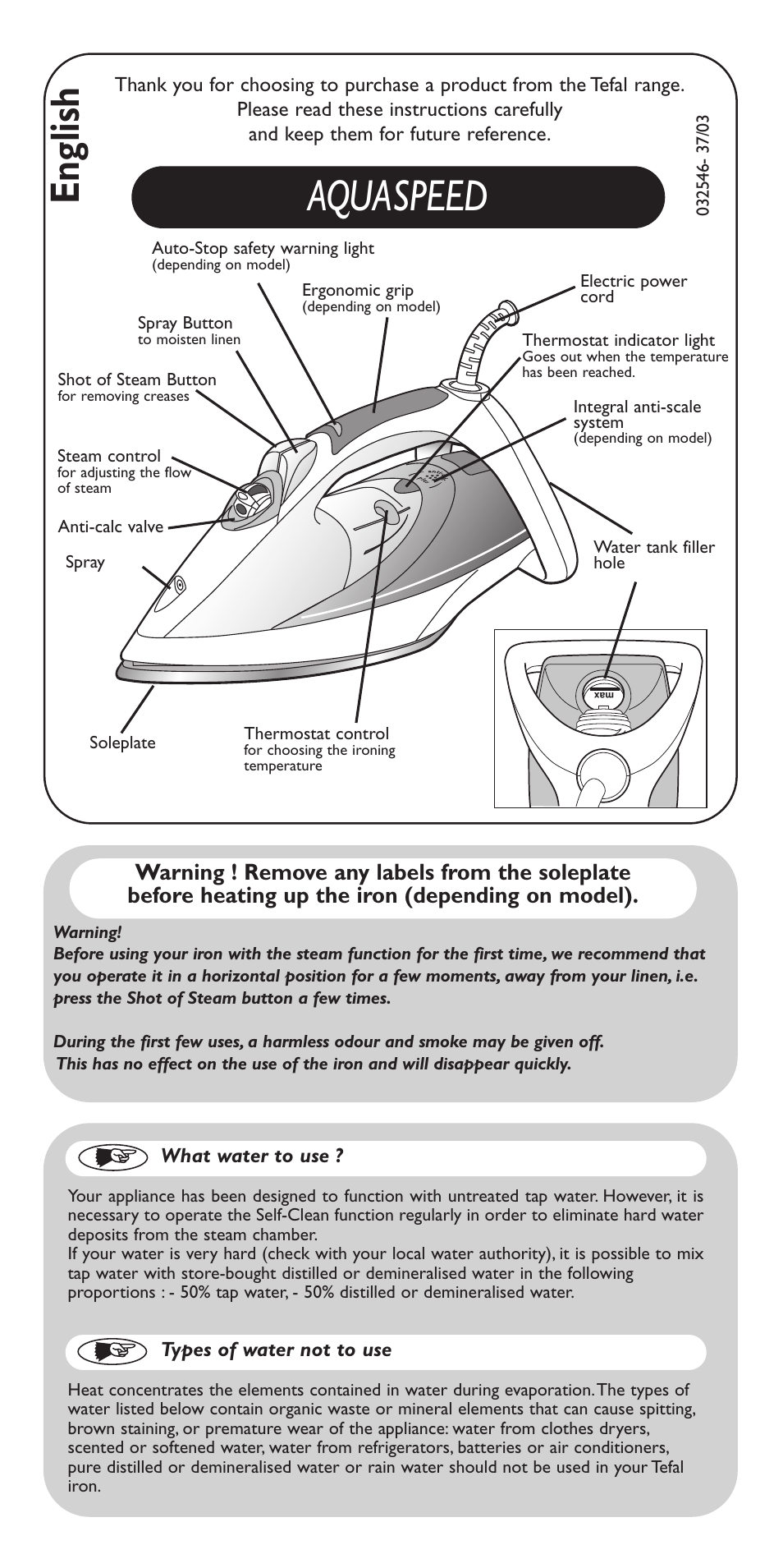 Groupe SEB USA - T-FAL Aquaspeed FV5150 User Manual | 18 pages