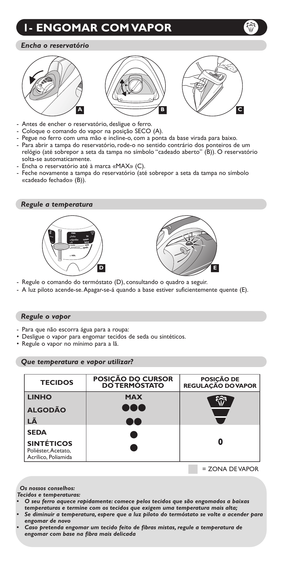 Engomar com vapor | Groupe SEB USA - T-FAL Aquaspeed FV5150 User Manual | Page 14 / 18