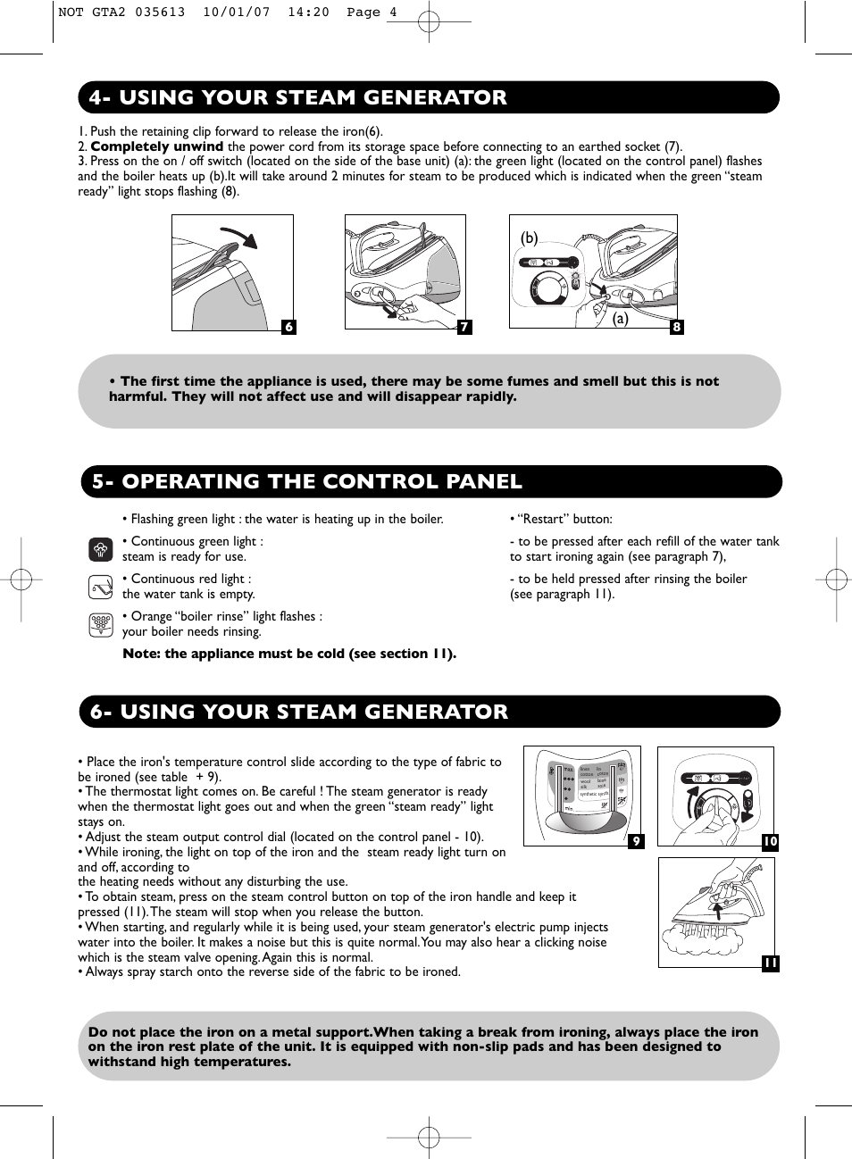 Using your steam generator, A) (b) | Groupe SEB USA - T-FAL PRO EXPRESS User Manual | Page 4 / 9
