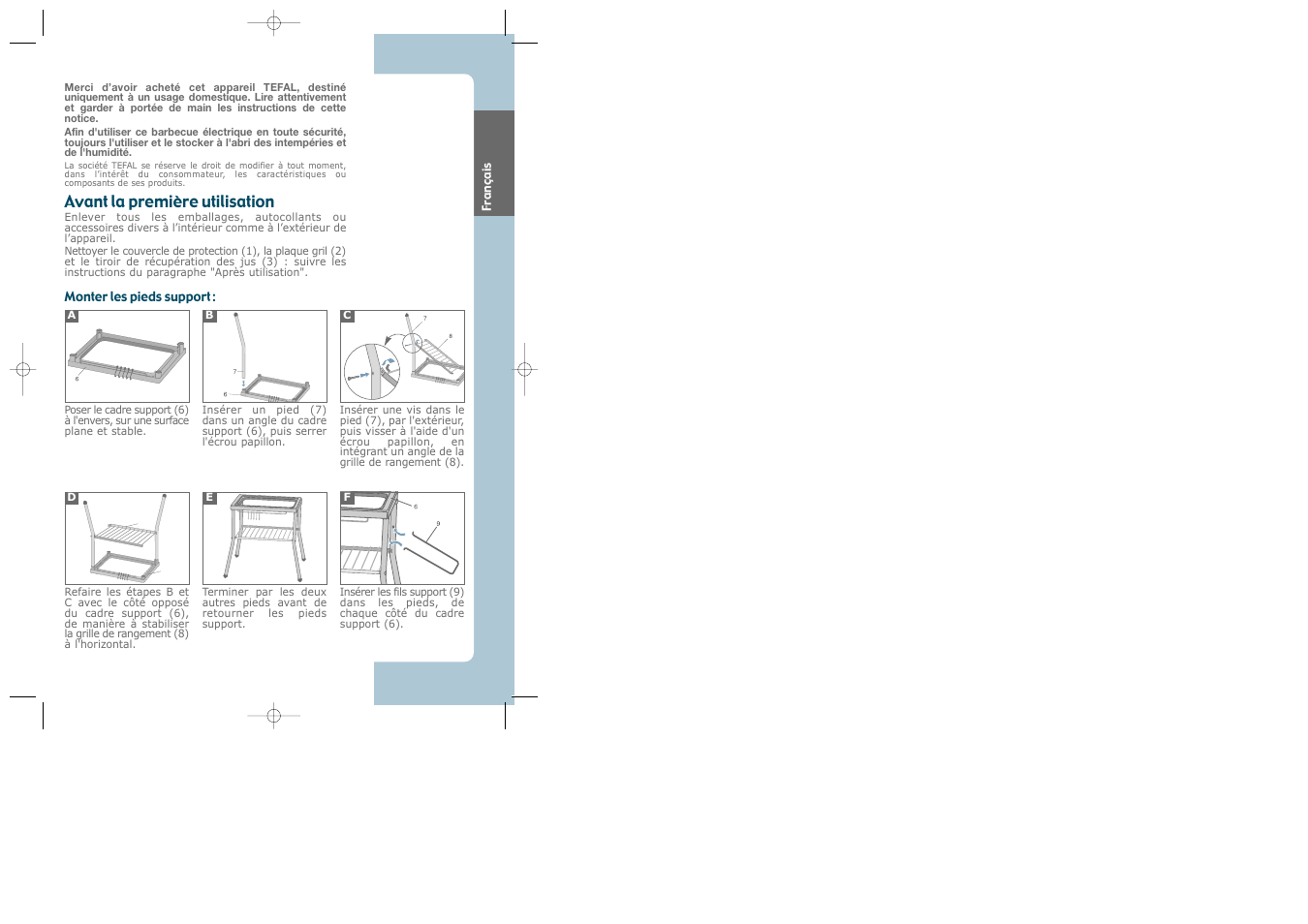 French, Avant la première utilisation | Groupe SEB USA - T-FAL CB6070 User Manual | Page 2 / 30