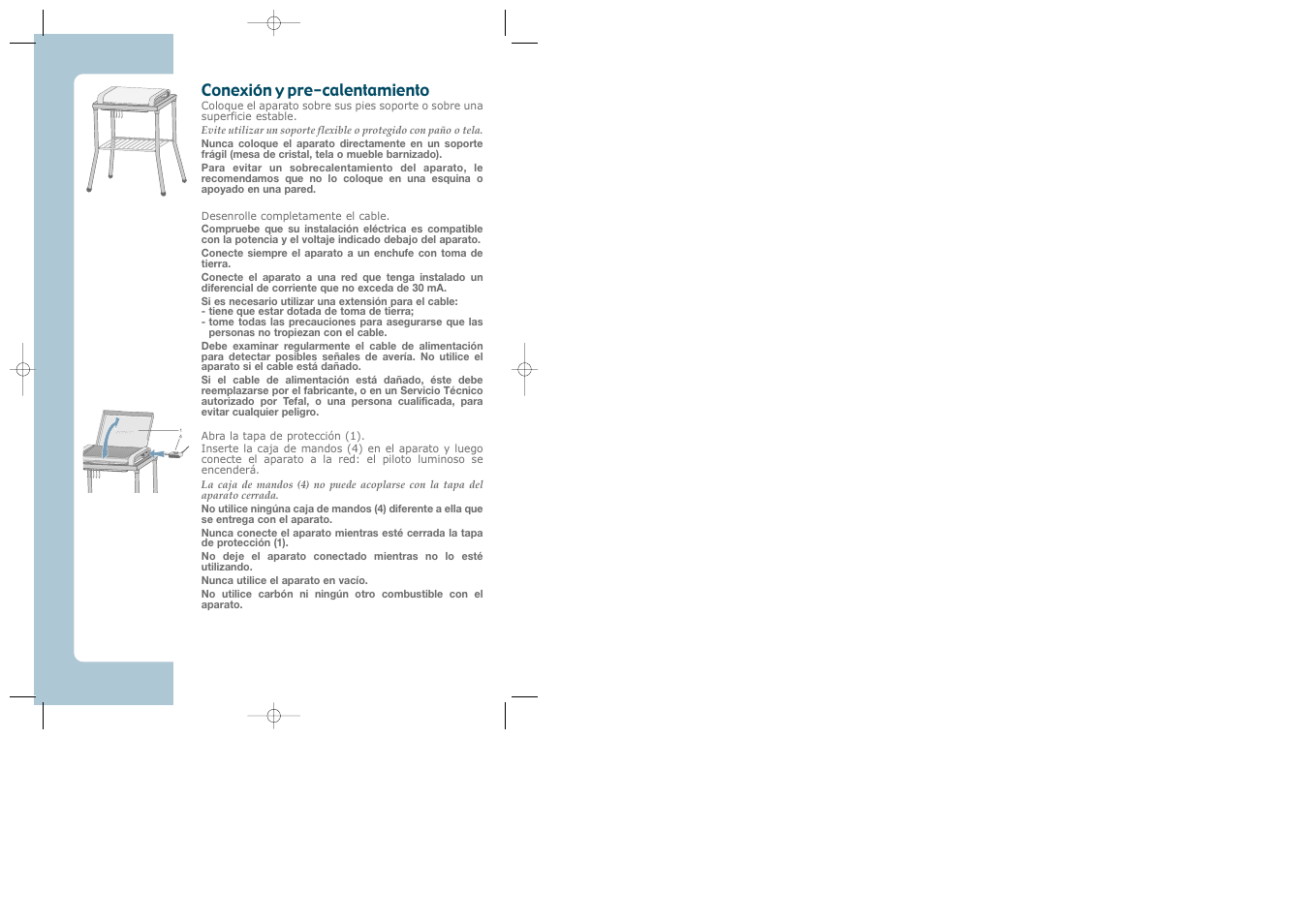 Conexión y pre-calentamiento | Groupe SEB USA - T-FAL CB6070 User Manual | Page 22 / 30