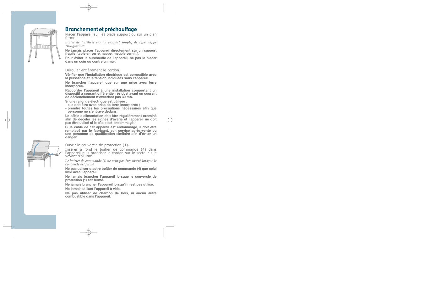 Branchement et préchauffage | Groupe SEB USA - T-FAL CB6070 User Manual | Page 3 / 30