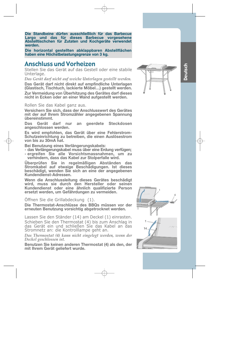 Anschluss und vorheizen | Groupe SEB USA - T-FAL Largo CB6080 User Manual | Page 17 / 49