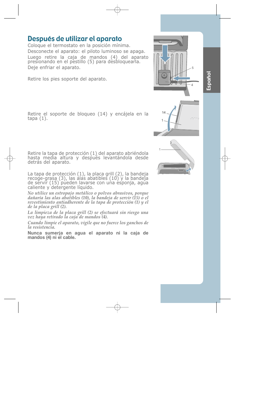Después de utilizar el aparato | Groupe SEB USA - T-FAL Largo CB6080 User Manual | Page 42 / 49