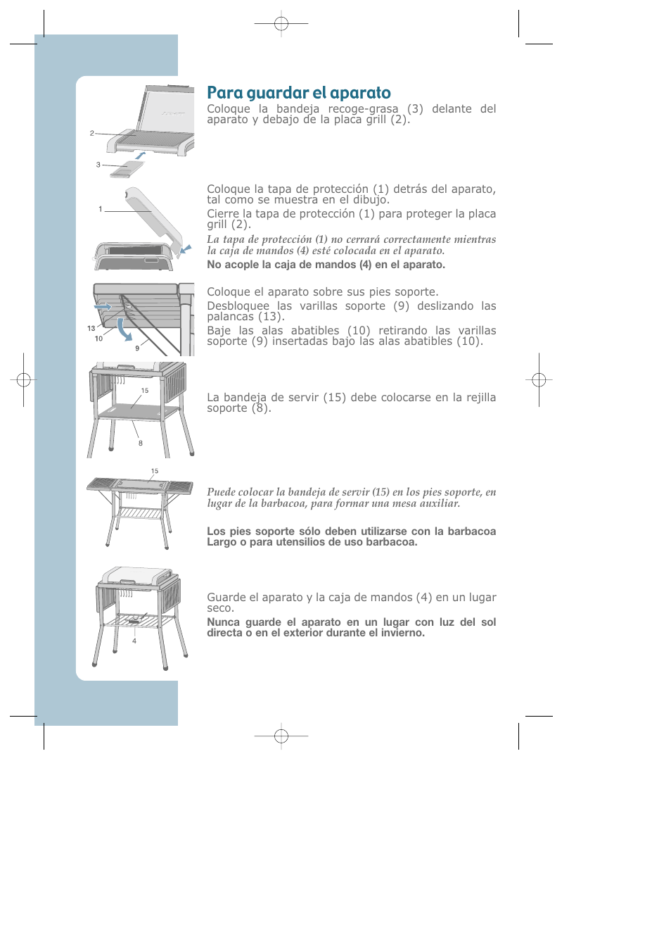 Para guardar el aparato | Groupe SEB USA - T-FAL Largo CB6080 User Manual | Page 43 / 49