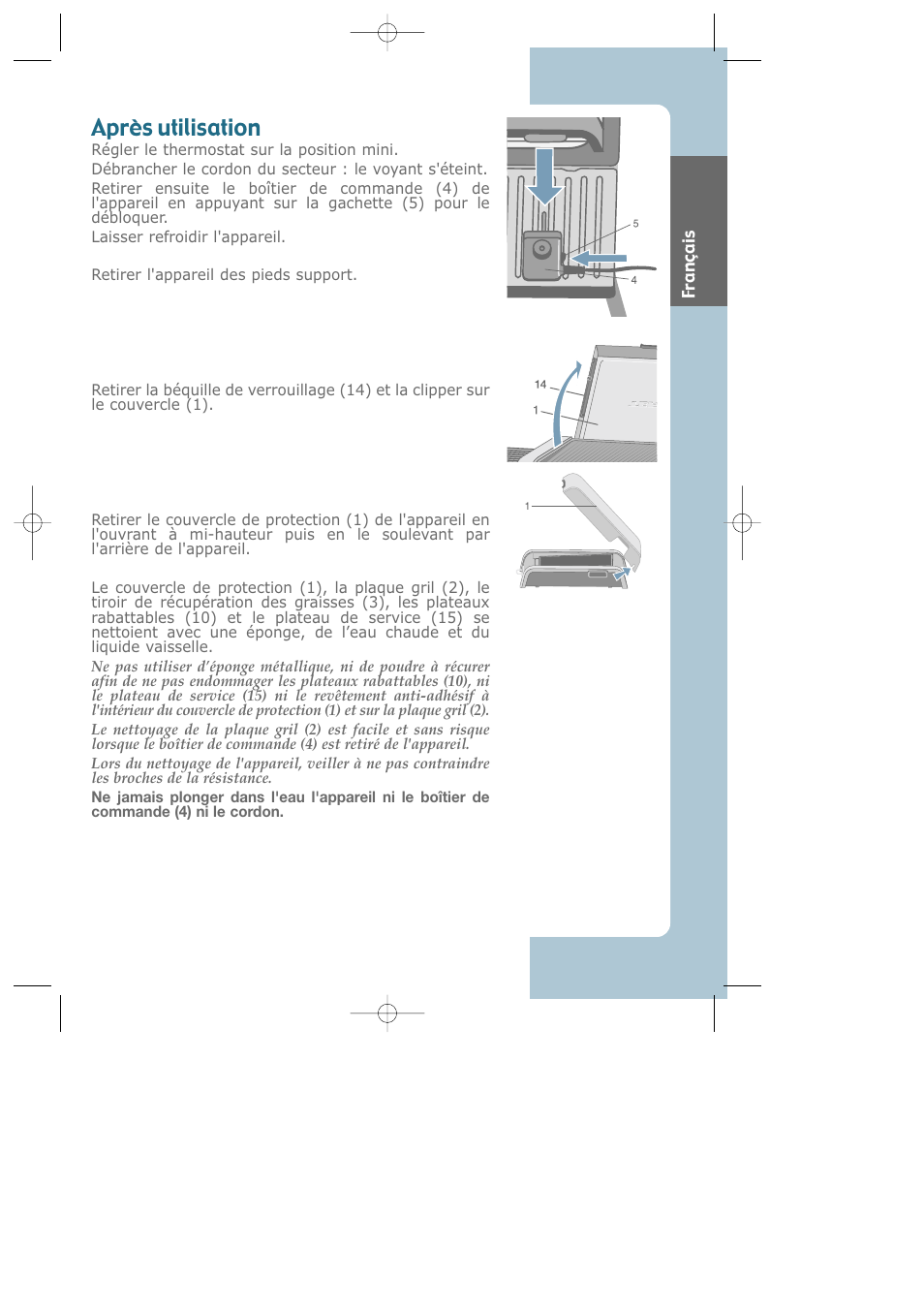 Après utilisation | Groupe SEB USA - T-FAL Largo CB6080 User Manual | Page 8 / 49