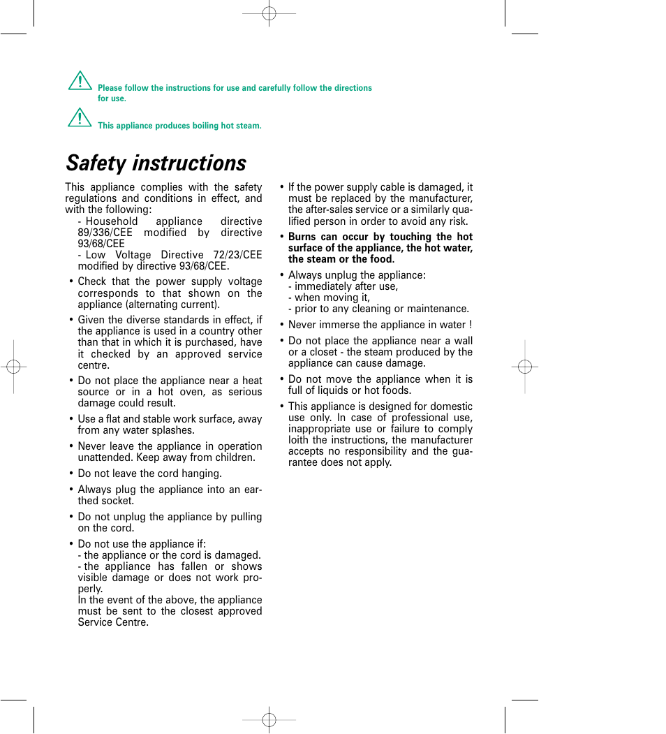 Safety instructions | Groupe SEB USA - T-FAL 6168 User Manual | Page 2 / 9