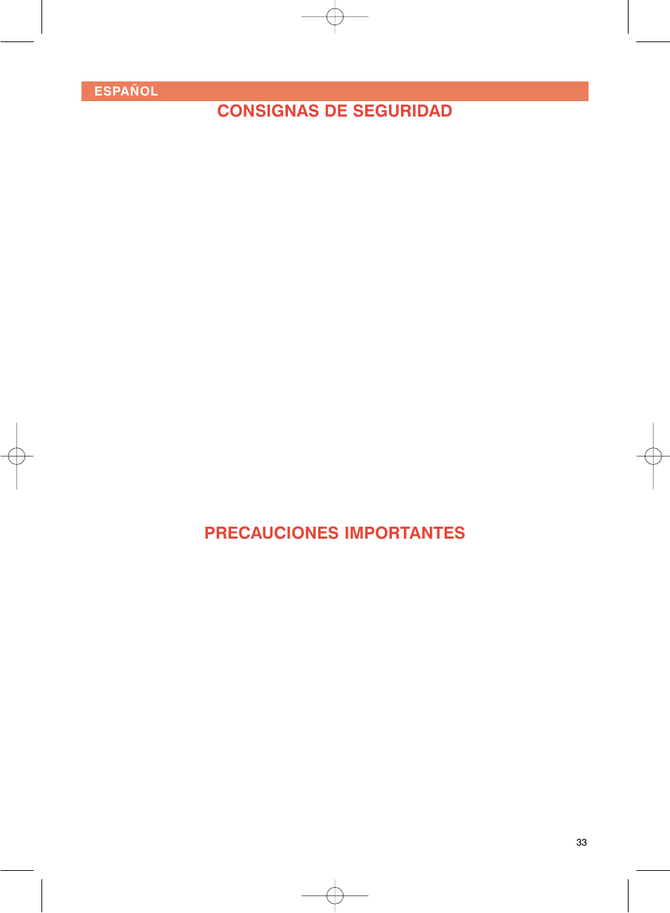 Consignas de seguridad, Precauciones importantes | Groupe SEB USA - T-FAL Avanti Elite User Manual | Page 36 / 102