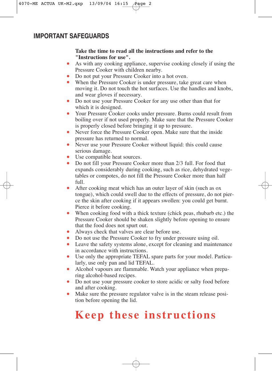 Groupe SEB USA - T-FAL Actua Pressure Cooker User Manual | Page 4 / 9