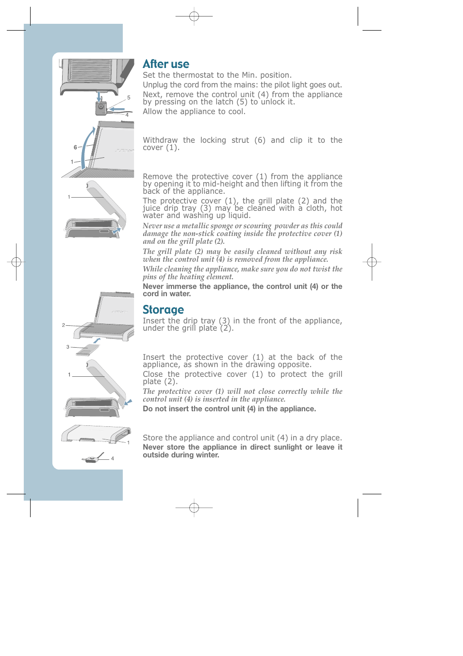 After use, Storage | Groupe SEB USA - T-FAL Electric Grill CB6010 User Manual | Page 12 / 26