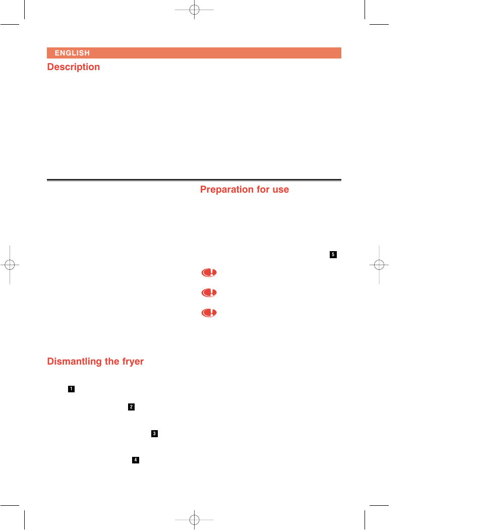 Dismantling the fryer, Preparation for use, Description | Groupe SEB USA - T-FAL Visioclean User Manual | Page 5 / 12