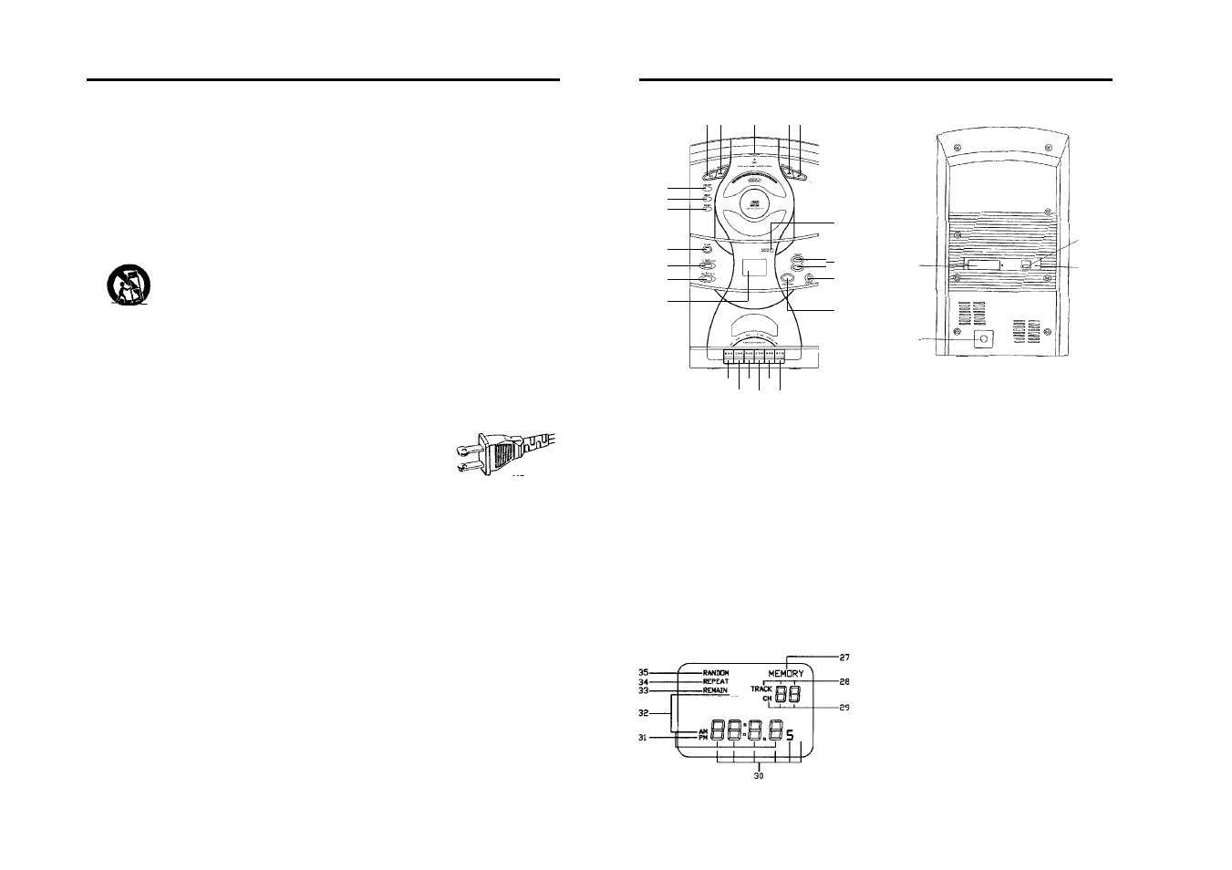 Location of controls and indicators, Safety instructions, Read before operating equipment | Tamron Digital Compact Hi-Fi System CE510S User Manual | Page 2 / 7