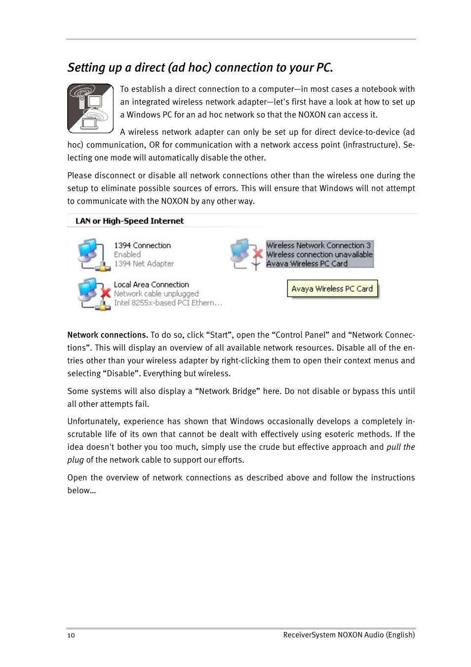 Setting up a direct (ad hoc) connection to your pc | TerraTec Audio User Manual | Page 10 / 42