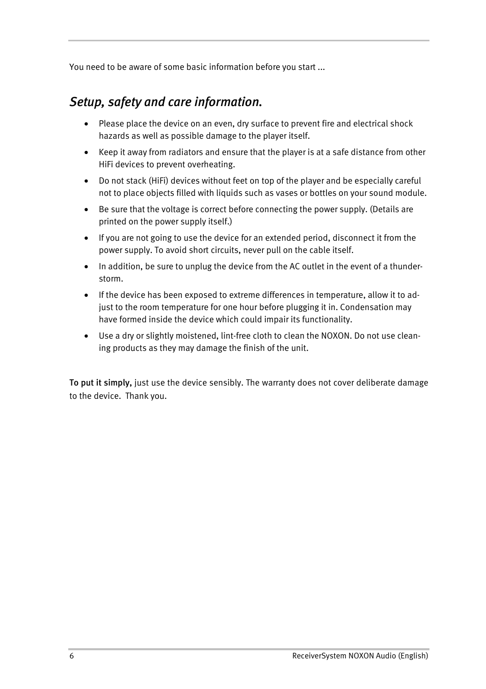Setup, safety and care information | TerraTec Audio User Manual | Page 6 / 42