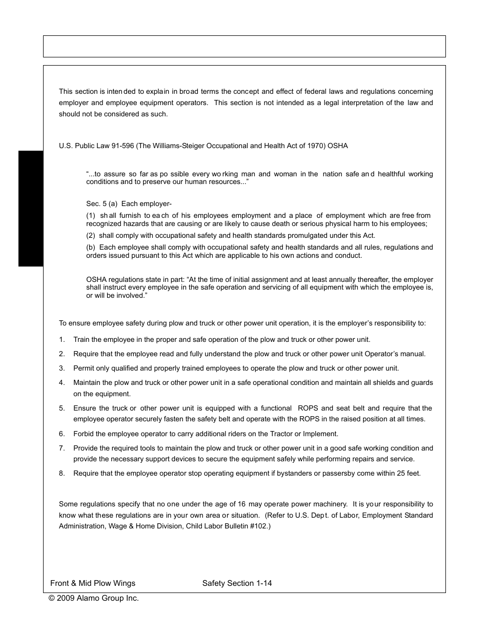 Federal laws and regulations, Safety | Tiger JD 62-6430 User Manual | Page 20 / 58