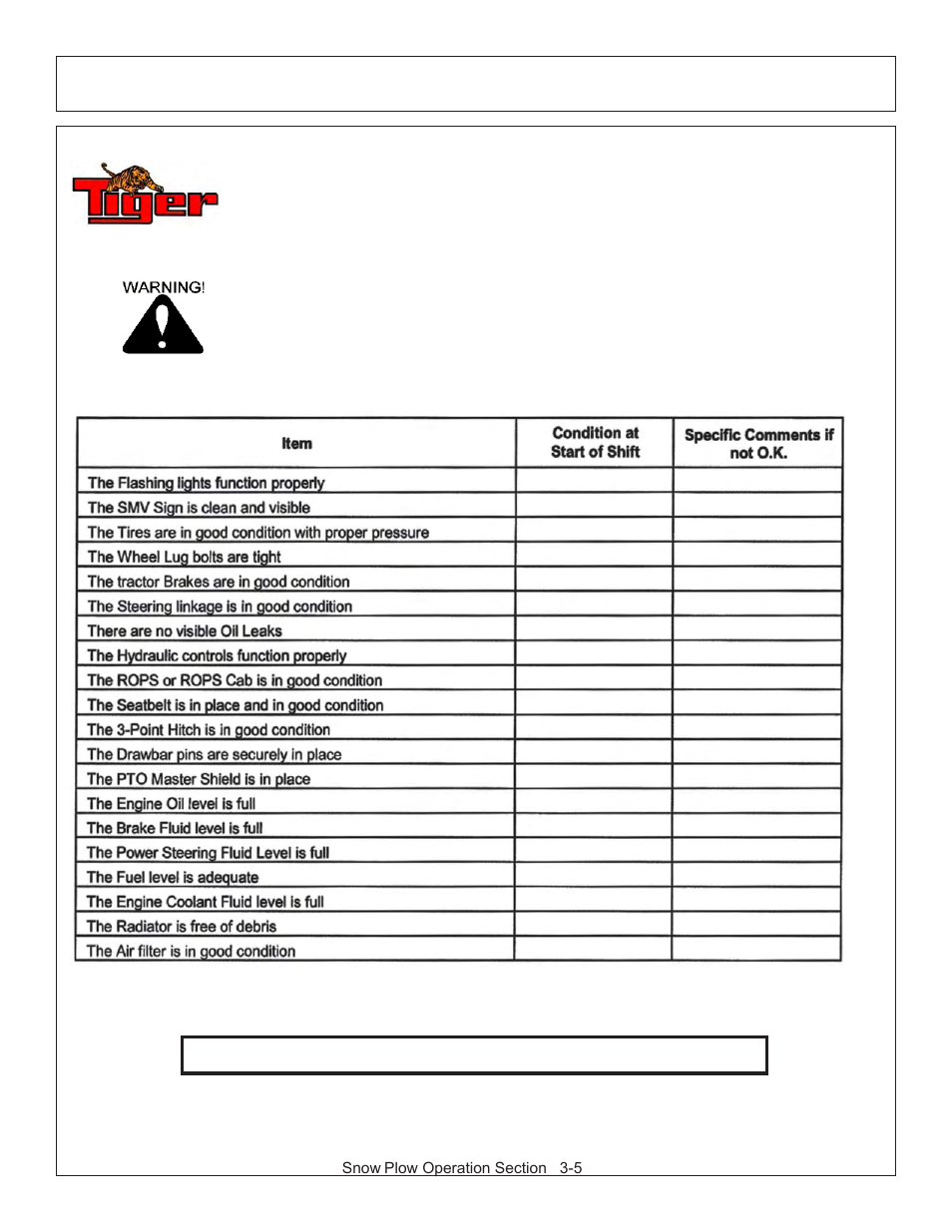 Operation tractor pre-operation inspection | Tiger JD 62-6430 User Manual | Page 33 / 58