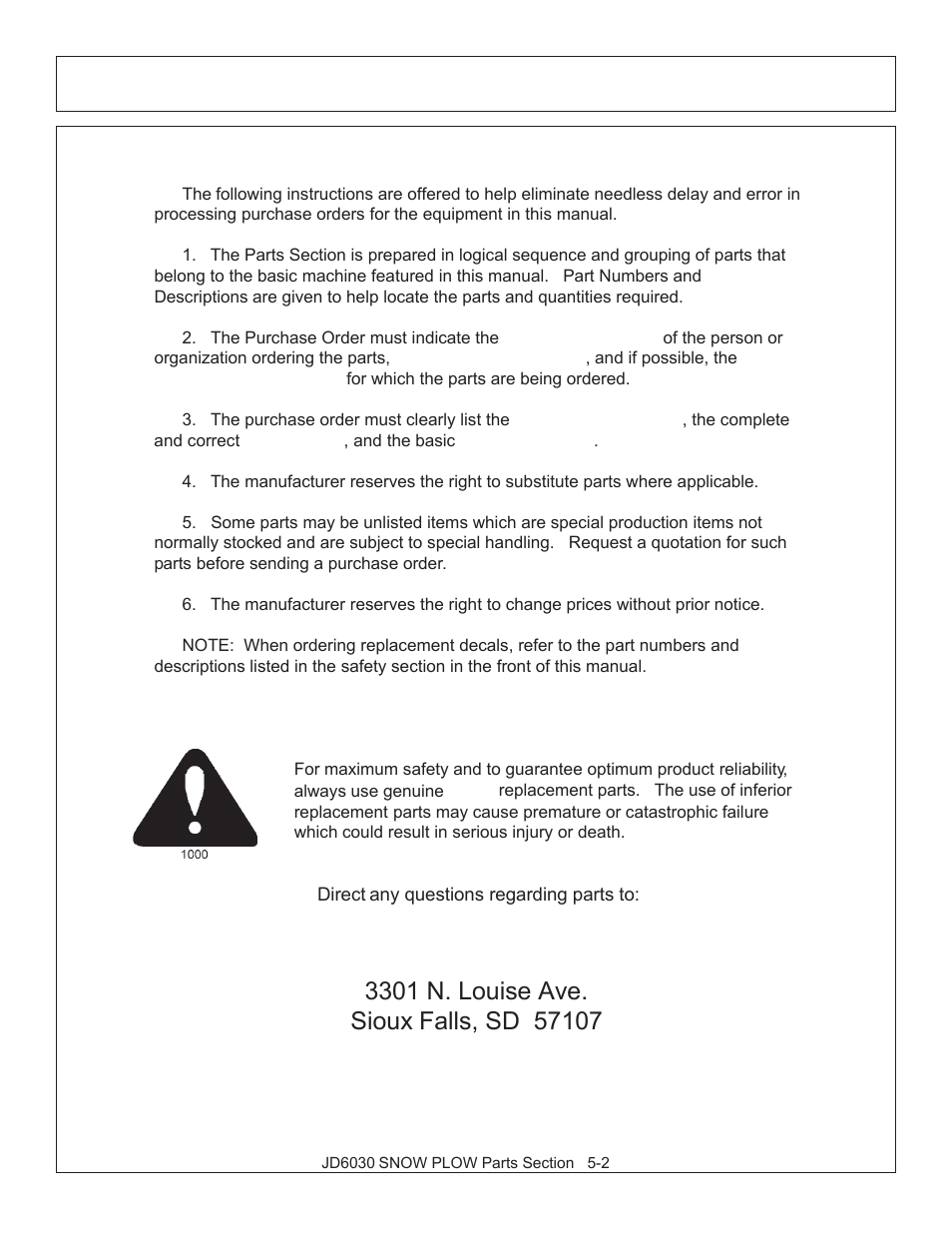 Parts ordering guide | Tiger JD 62-6430 User Manual | Page 40 / 58