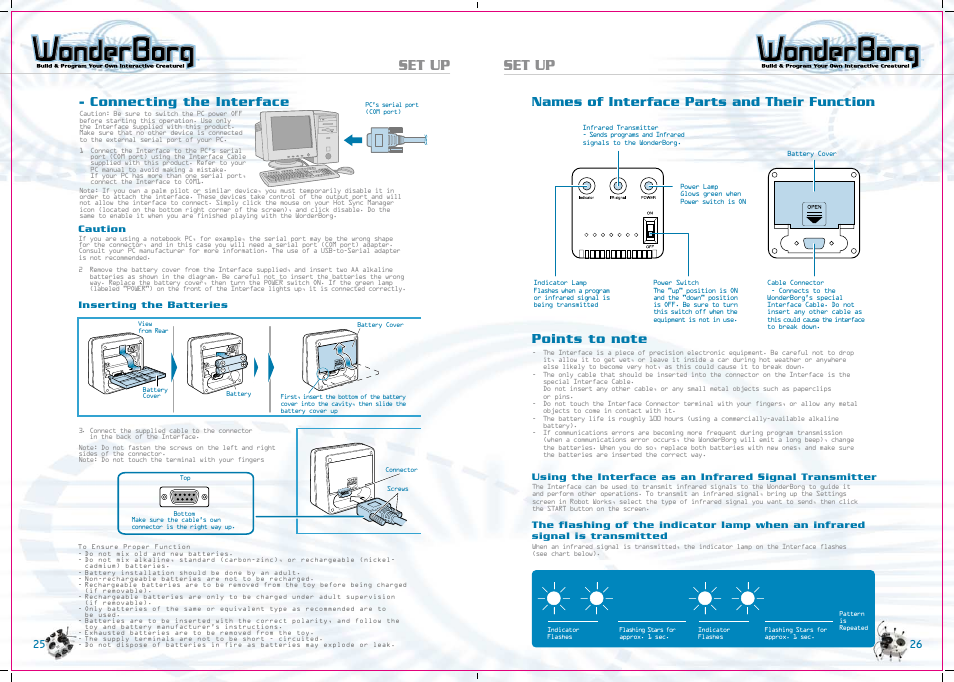 Set up, Names of interface parts and their function, Connecting the interface | Tiger WonderBorg 70709 User Manual | Page 14 / 30