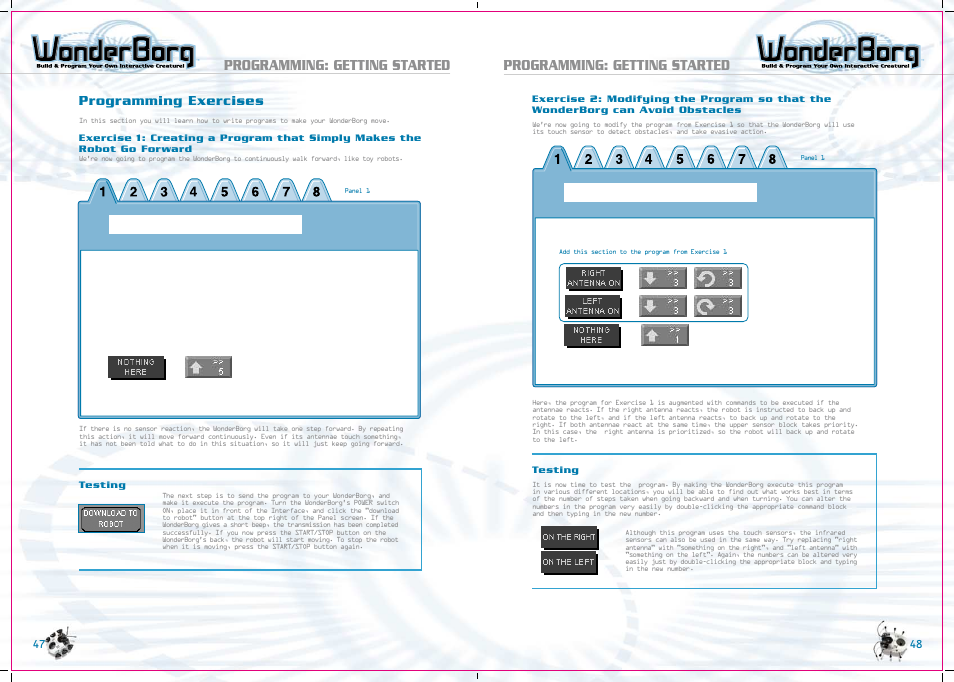 Programming: getting started, Programming exercises | Tiger WonderBorg 70709 User Manual | Page 25 / 30