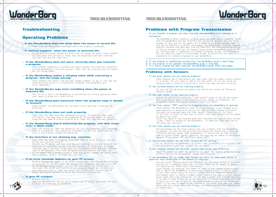 Troubleshooting, Operating problems, Troubleshooting problems with program transmission | Tiger WonderBorg 70709 User Manual | Page 28 / 30