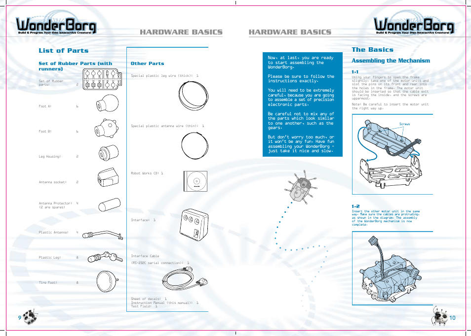 Hardware basics, List of parts, The basics | Assembling the mechanism | Tiger WonderBorg 70709 User Manual | Page 6 / 30