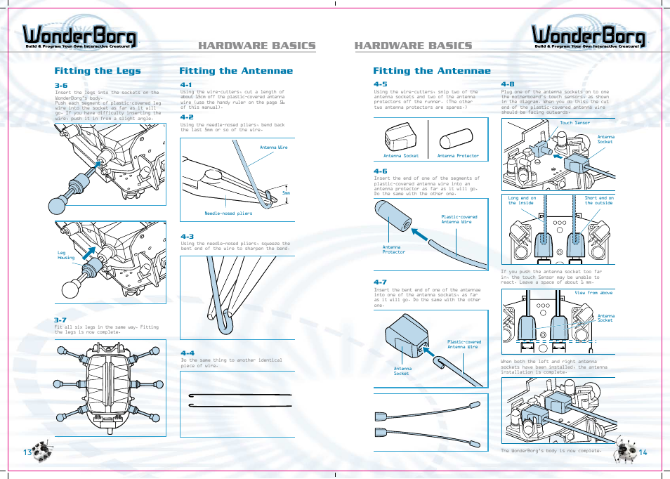 Hardware basics, Fitting the legs fitting the antennae, Fitting the antennae | Tiger WonderBorg 70709 User Manual | Page 8 / 30