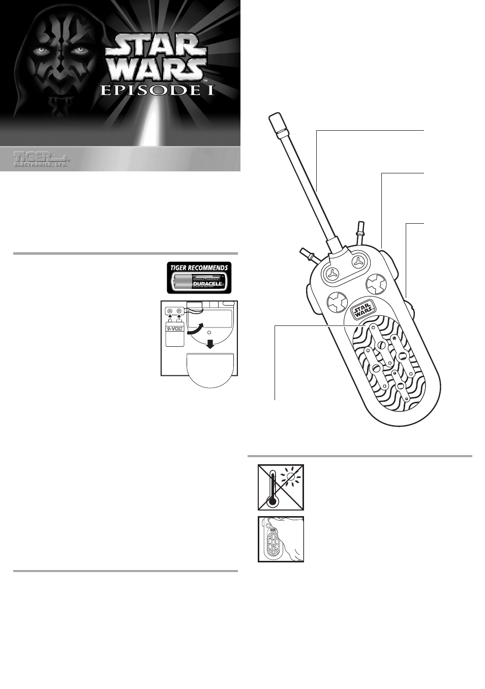 Tiger Star Wars Jedi Comlink 88-282 User Manual | 2 pages