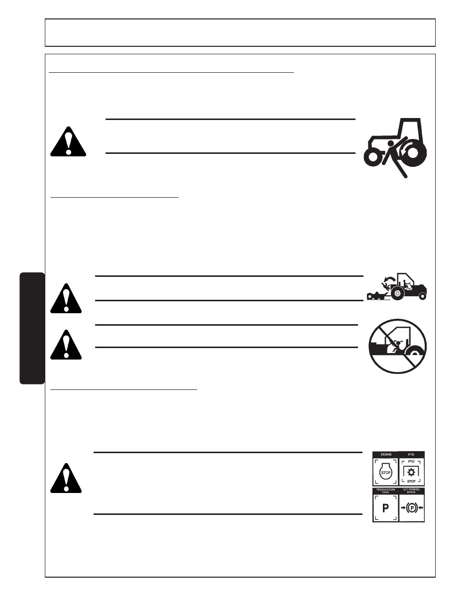 Operation, Getting on and off the tractor, 1 boarding the tractor | 2 dismounting the tractor | Tiger FLX15 User Manual | Page 54 / 100