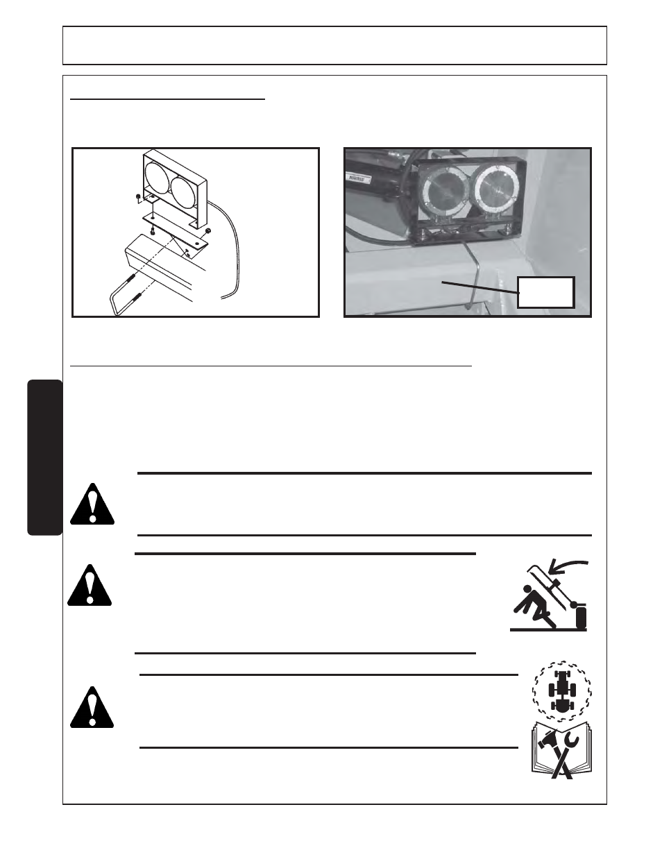 Operation, Pre-operation inspection and service, 2 lighting kit relocated | Tiger FLX15 User Manual | Page 62 / 100