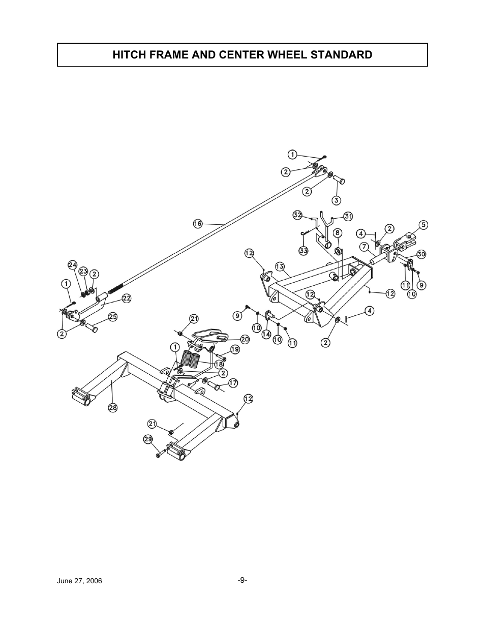 Hitch frame and center wheel standard | Tiger TWR-180 User Manual | Page 10 / 56