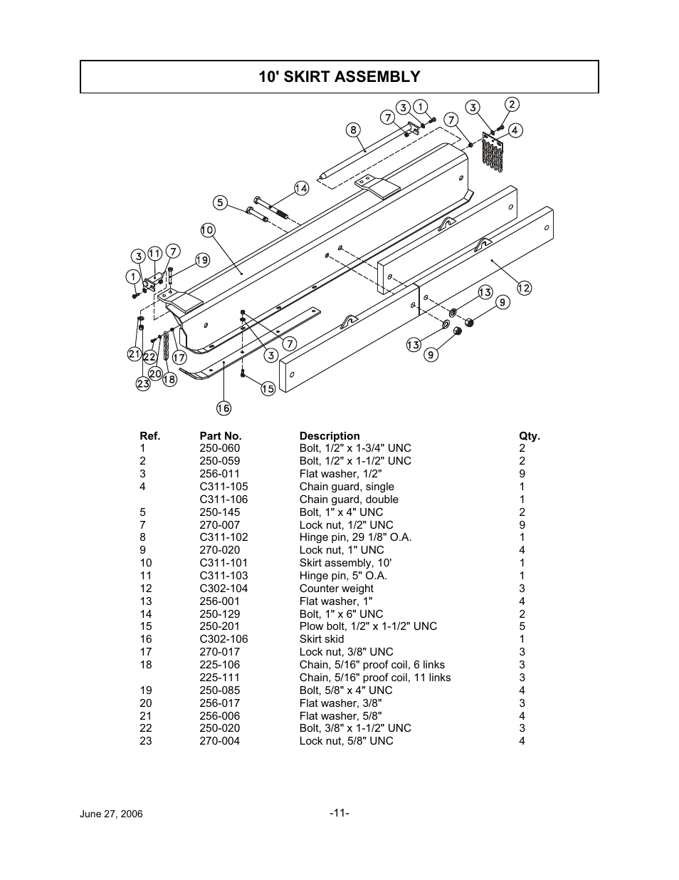 10' skirt assembly | Tiger TWR-180 User Manual | Page 12 / 56