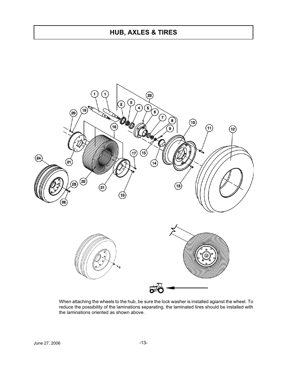 Hub, axles & tires | Tiger TWR-180 User Manual | Page 14 / 56