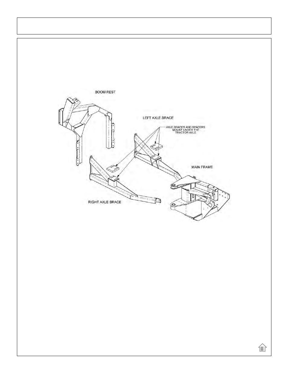 Assembly, Axle brace mounting, Boom rest mounting | Boom mounting bracket | Tiger NEW HOLLAND T6000 User Manual | Page 63 / 290